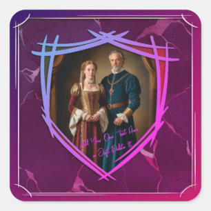 Knight Coat of Arms Mediaeval Old Fashioned Gift Square Sticker