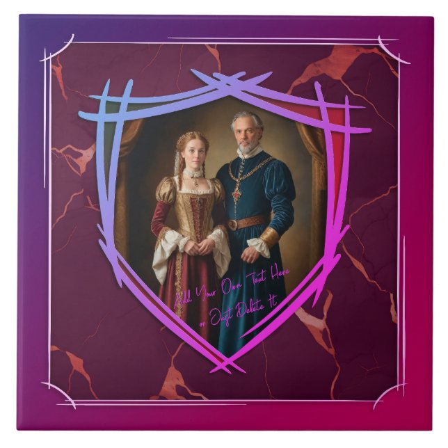 Knight Coat of Arms Mediaeval Old Fashioned Gift Tile (Front)
