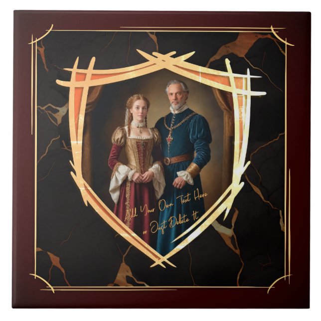 Knight Coat of Arms Mediaeval Old Fashioned Gift Tile (Front)
