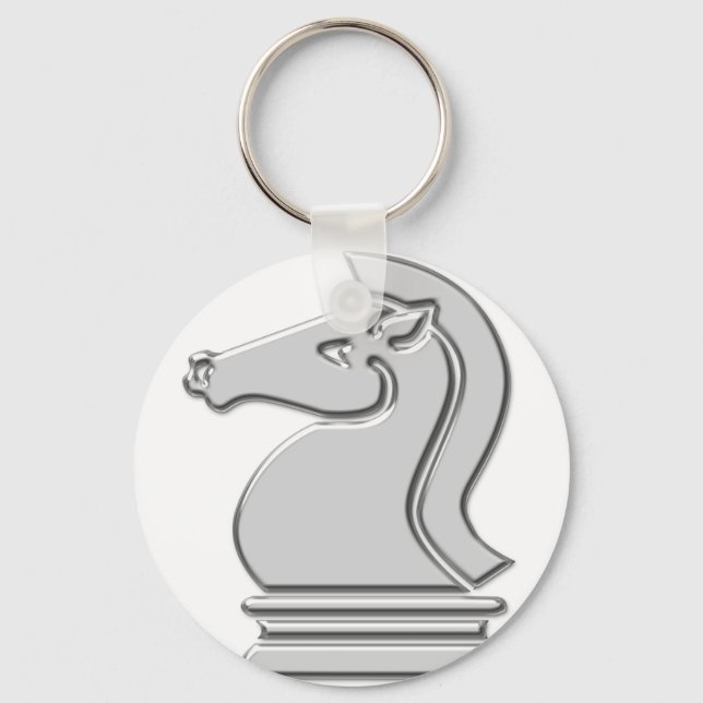 Knight Cool Metallic Chess Piece Key Ring (Front)