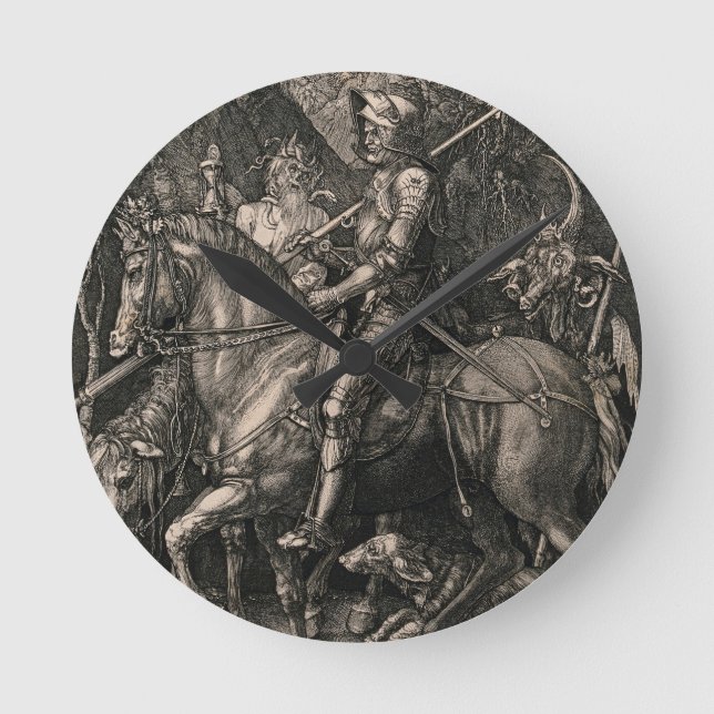 Knight Death and the Devil Albrecht Durer Round Clock (Front)