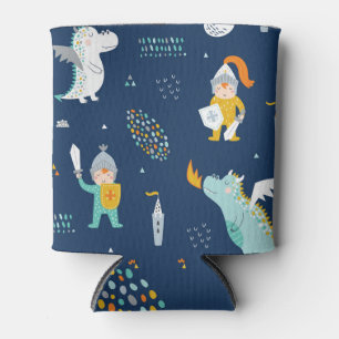 Knight Dragon Castle Childish Pattern Can Cooler