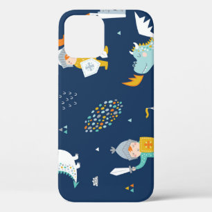 Knight Dragon Castle Childish Pattern iPhone 12 Case