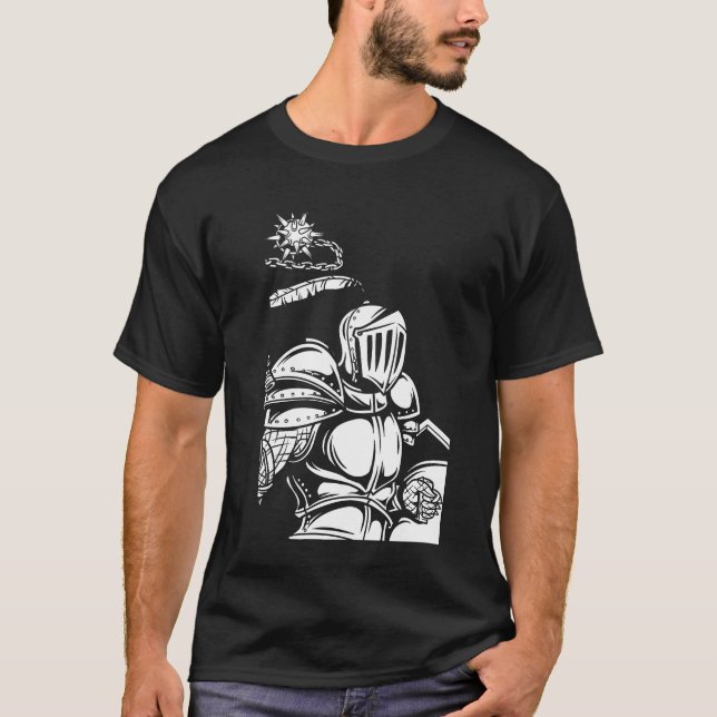 Knight Flail Modern Black Art Trendy T-Shirt (Front)