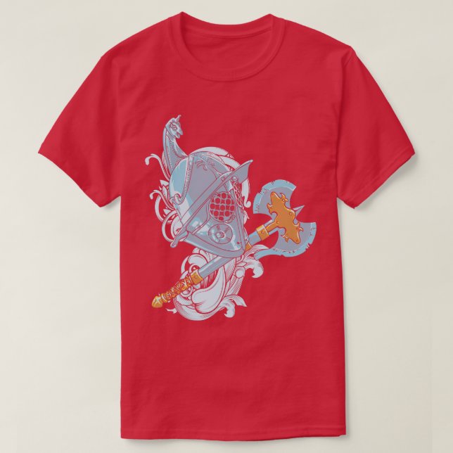 Knight Helmet Illustration T-Shirt (Design Front)