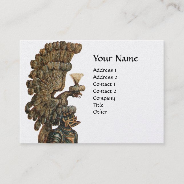 KNIGHT HELMET WITH EAGLE HERALDIC MONOGRAM  BUSINESS CARD (Front)