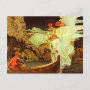 Knight Holy Grail Angels painting Postcard