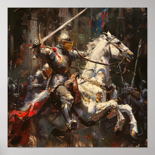 Knight in Armor on a Horse Poster