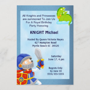 Knight In Armour Birthday Invitation