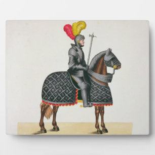 Knight in armour on his horse, plate from 'A Histo Plaque