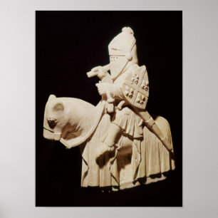 Knight in armour on his horse poster