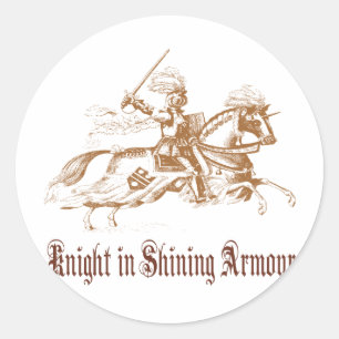 knight in shining armour classic round sticker