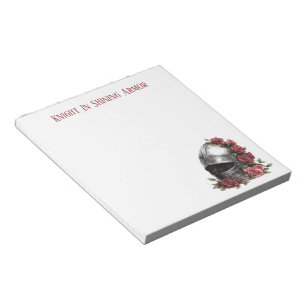 Knight in Shining Armour Helmet Red Roses Notepad