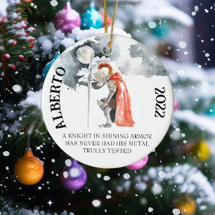 Knight in Shining Armour saying HEMA Ceramic Tree Decoration