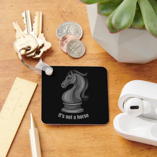 Knight it's not a horse chess board game piece key ring (Desk)