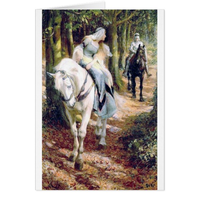 Knight lady white horse mediaeval romantic (Front)