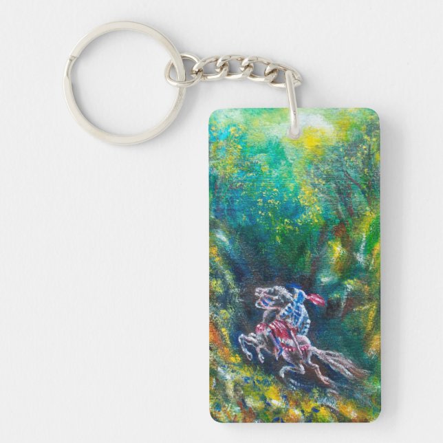 KNIGHT LANCELOT ,HORSE RIDING IN GREEN FOREST KEY RING (Front)
