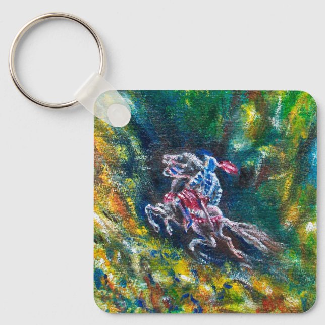 KNIGHT LANCELOT ,HORSE RIDING IN GREEN FOREST KEY RING (Front)