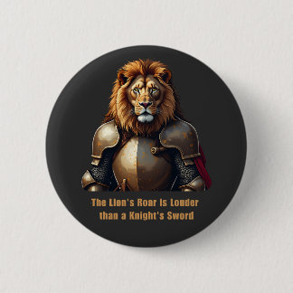 Knight lion 6 cm round badge