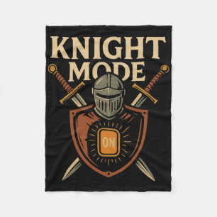 Knight Mode On Funny Medieval Sword Shield Party C Fleece Blanket