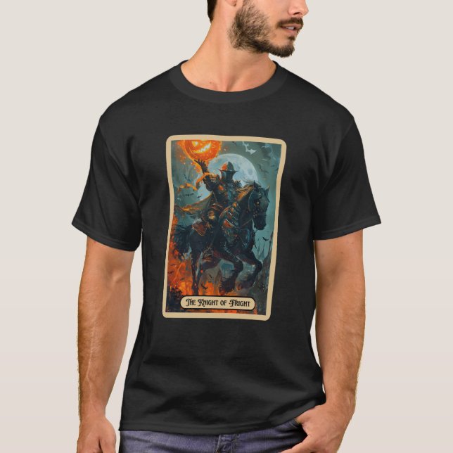 Knight of Fright Halloween Rider Halloween Tarot C T-Shirt (Front)