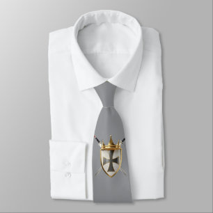 Knight Of RayEl Crest grey mens Tie