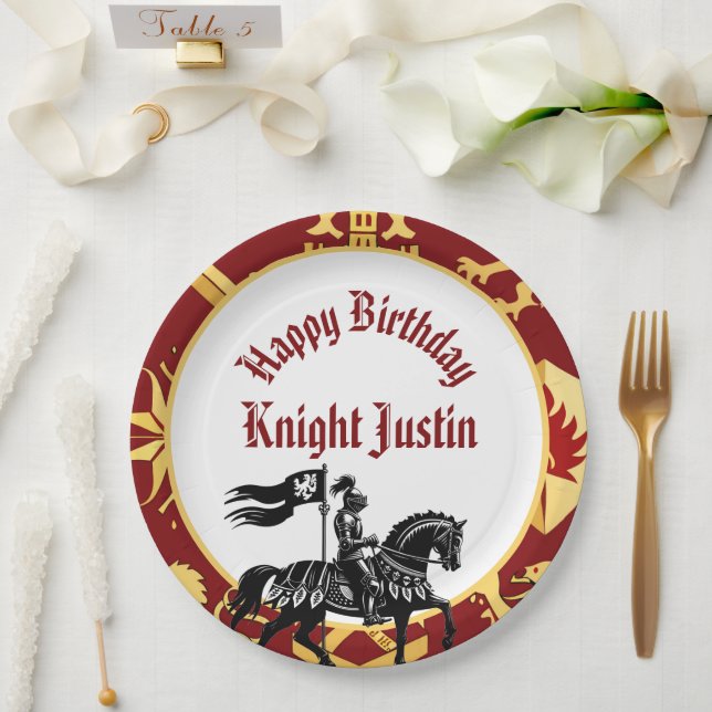 Knight of the Kings Court Medieval Birthday Paper Plate (Wedding)