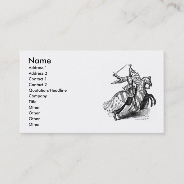 Knight on Horseback Business Card (Front)