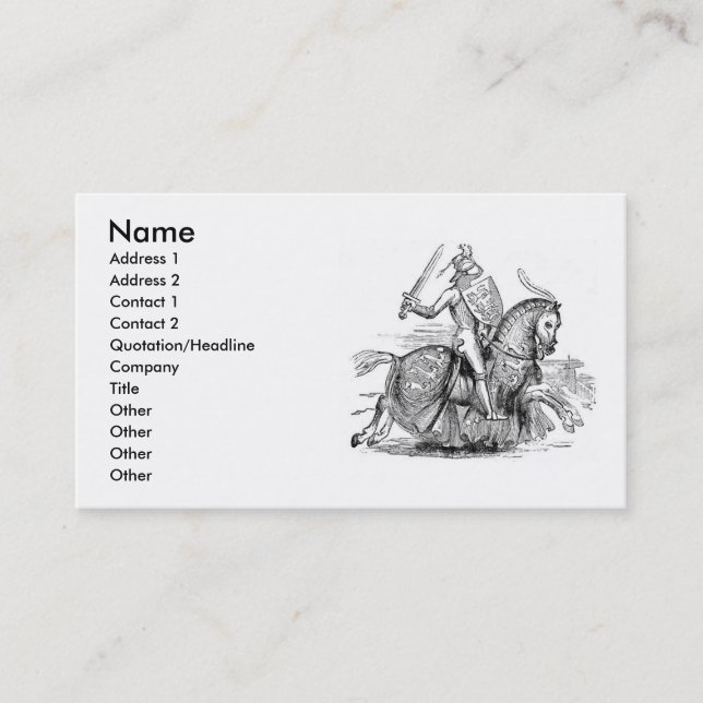 Knight on Horseback Business Card (Front)