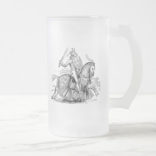 Knight on Horseback Frosted Glass Beer Mug