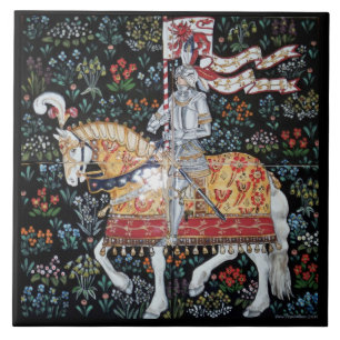 Knight on Horseback Montacute Tapestry Tile Trivet