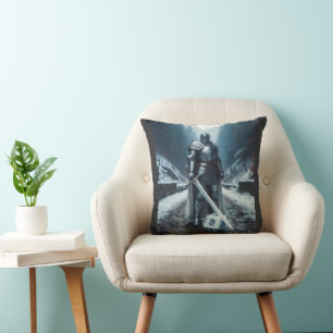 knight or paladin in full plate armour cushion