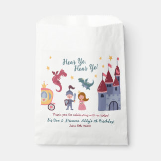 Knight & Princess, Dragon, Castle Birthday Party Favour Bags