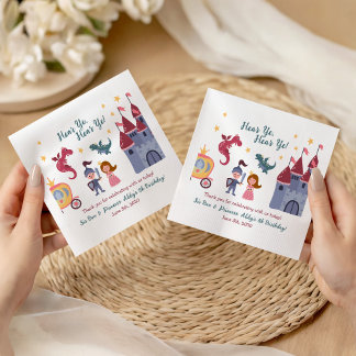 Knight & Princess, Dragon, Castle Birthday Party Napkin