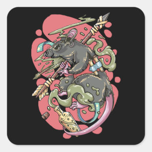 Knight Rat Square Sticker