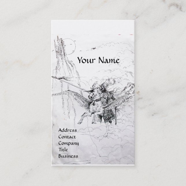 KNIGHT RIDING ON PEGASUS MONOGRAM BUSINESS CARD (Front)