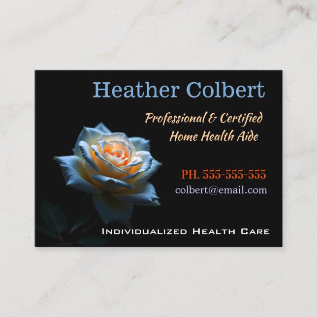 Knight Rose Professional Caregiver  Business Card (Front)