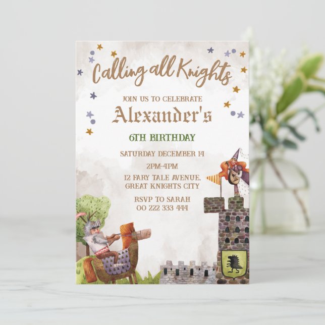 Knight Royal Mediaeval Boy Birthday Invitation (Standing Front)