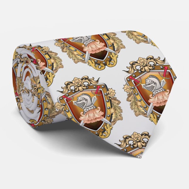 Knight Shield Surname Tie (Rolled)