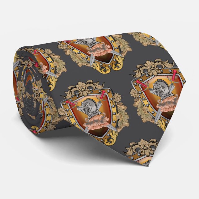Knight Shield Surname Tie (Rolled)