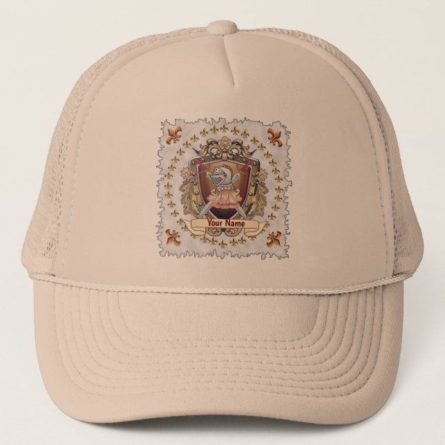 Knight Shield Surname Trucker Hat (Front)