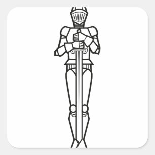 Knight Standing Square Sticker