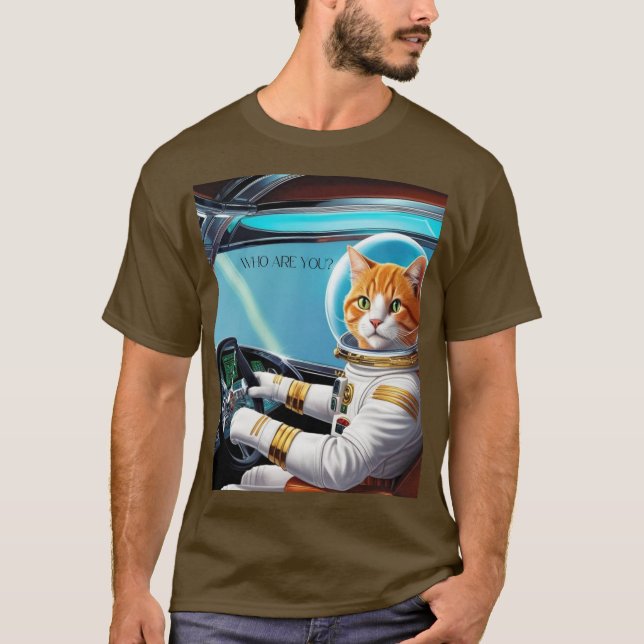 Knight t-shirt with expressive cat design. (Front)