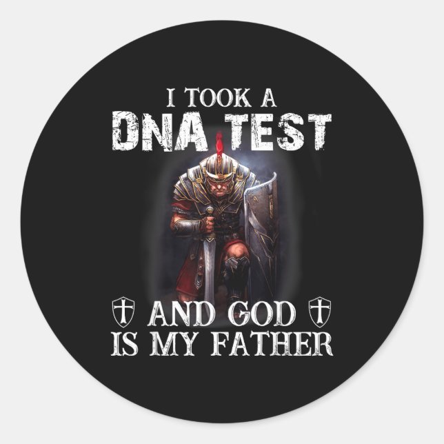 Knight Templar Christian Warrior Dna God Is My Fat Classic Round Sticker (Front)