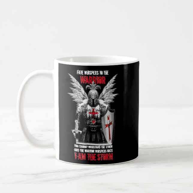 Knight Templar Fate Whispers To The Warrior Christ Coffee Mug (Left)