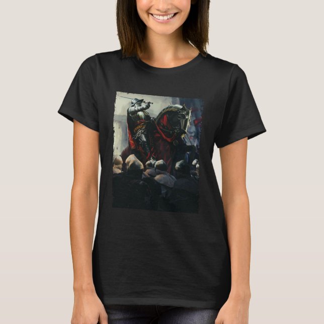 Knight Templar Medieval Horseman Knights T-Shirt (Front)