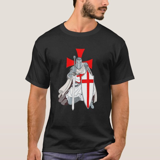 Knight Templar Shield Knights Templar T-Shirt (Front)