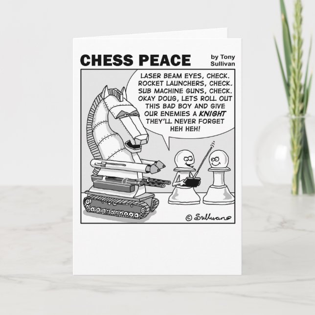 Knight to remember Chess Peace Cartoon Card (Front)