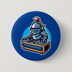 Knight Turntablist - Medieval DJ Fusion Art 6 Cm Round Badge