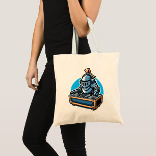 Knight Turntablist - Medieval DJ Fusion Art Tote Bag